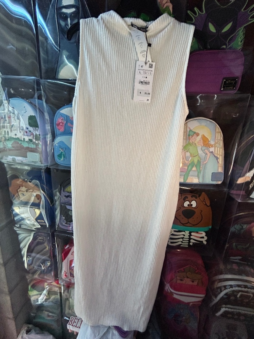 Zara Soft Feel Midi Sleeveless Dress Large Cream White Women